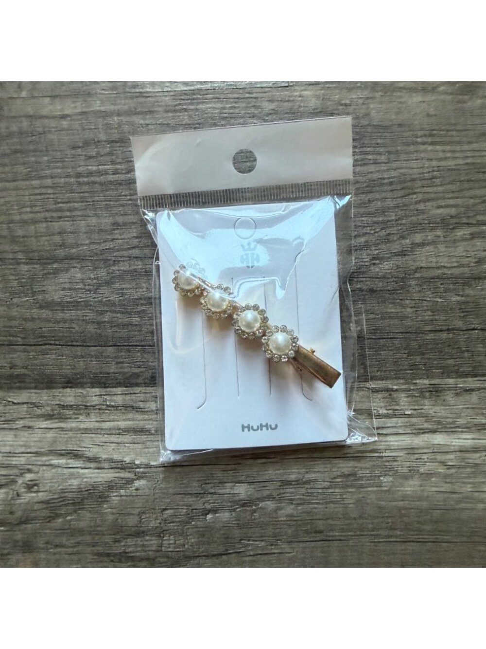 Elegant Gold Hair Clip With Faux Pearls & Rhinestone Flowers By HuHu